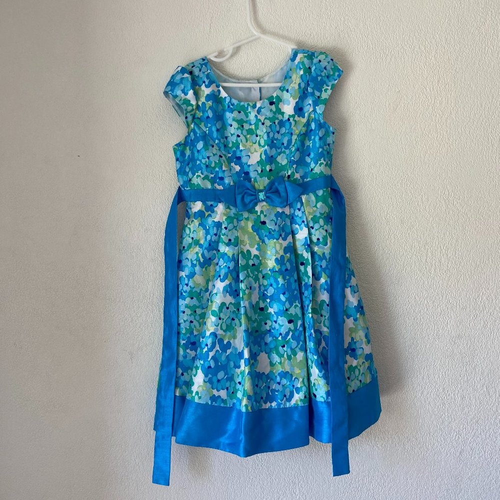 3/$30 Girls Stylish Jona Michelle Blue and Green Flower Dress Size 6
